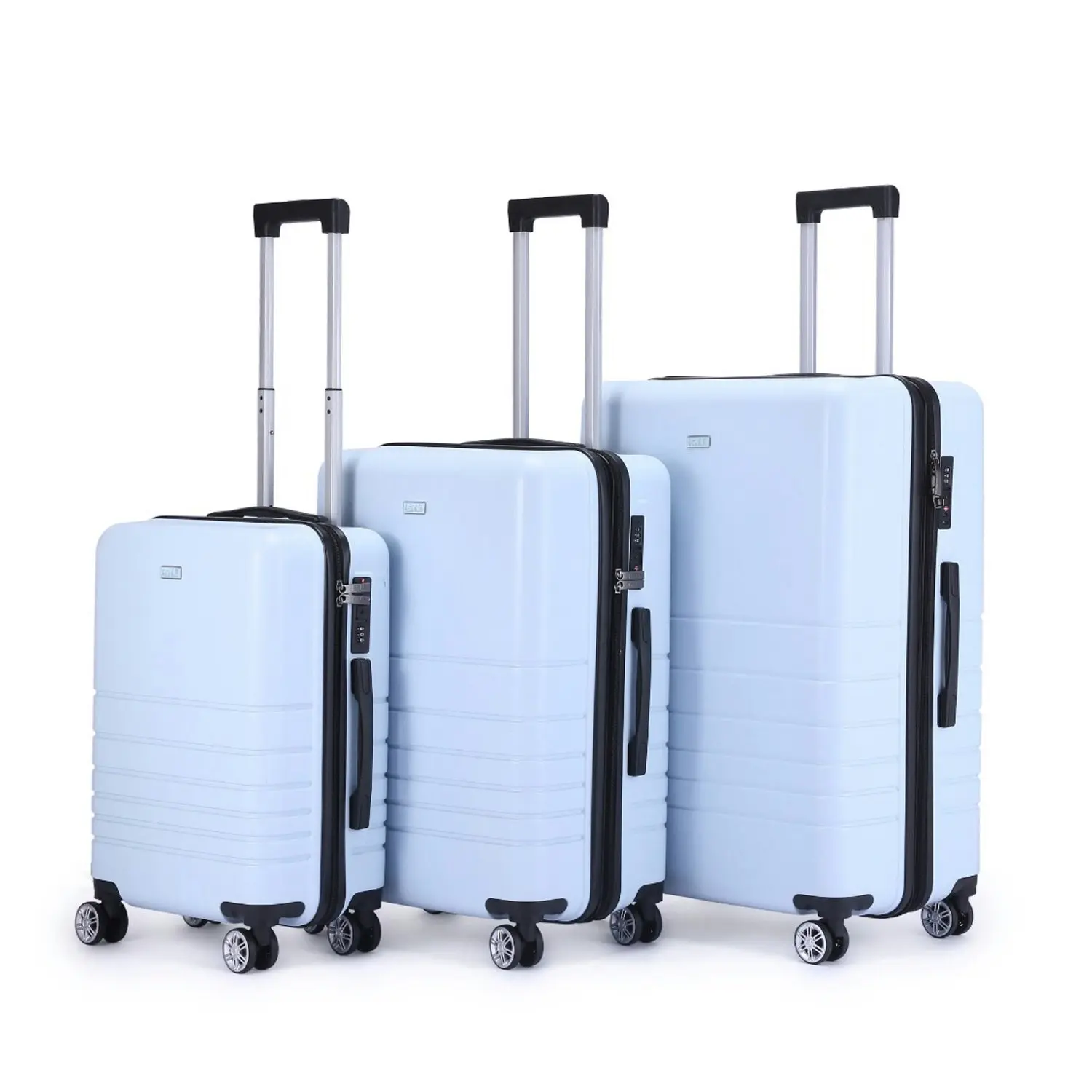 3pc Kate Hill Bloom Wheeled Trolley Hard Suitcase Luggage Set Blue S/M/L