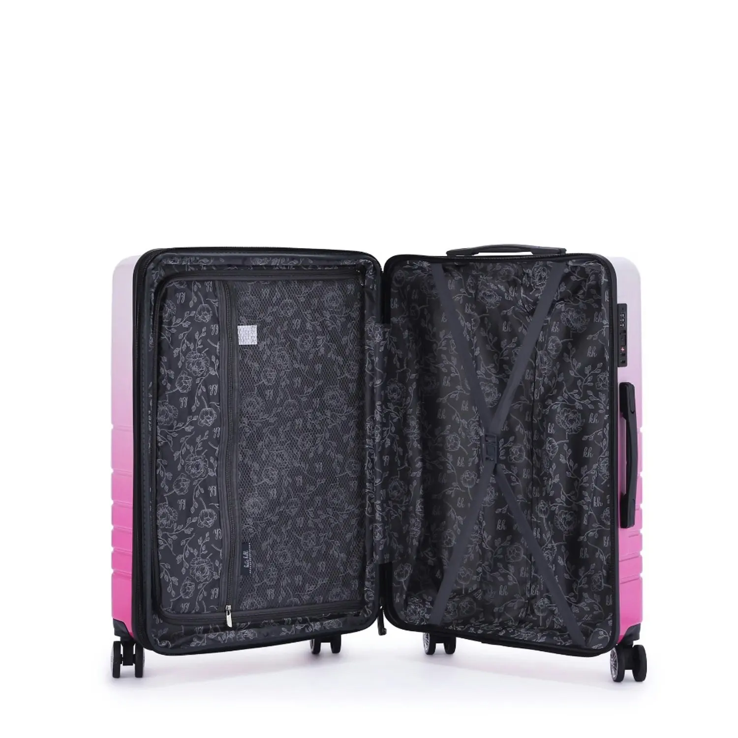 Kate Hill Bloom Luggage Medium Wheeled Trolley Hard Suitcase Pink Ombre 80-95L