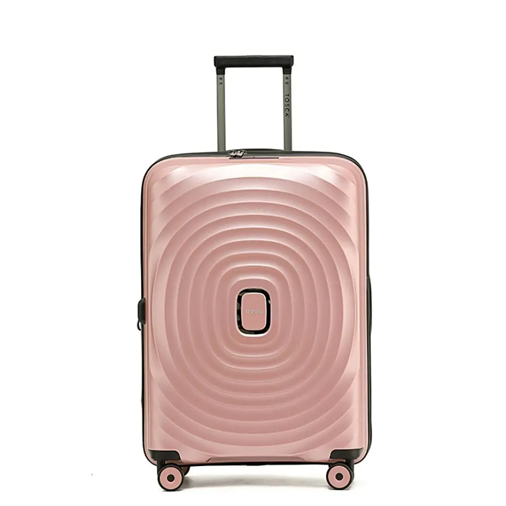 2pc Tosca Eclipse 25"/29" Checked Trolley Travel Suitcase Md/Lg - Rose Gold