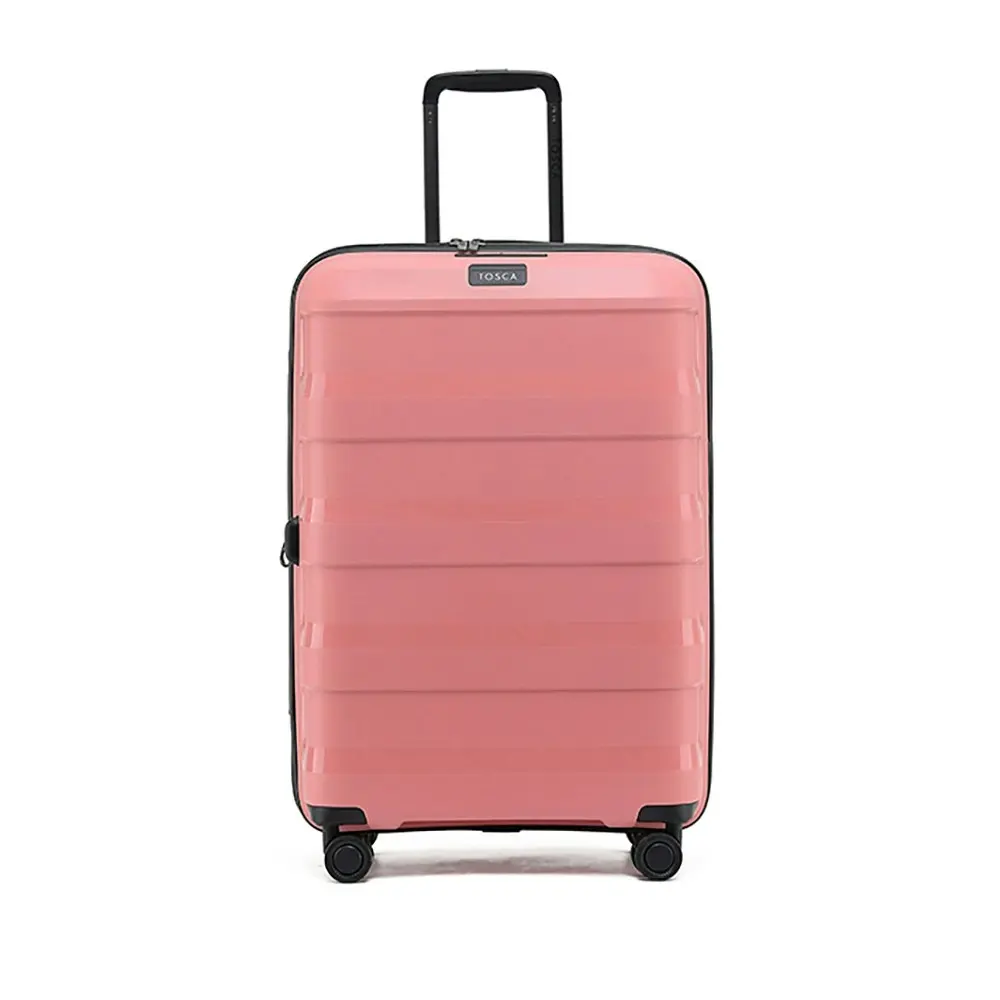 2pc Tosca Comet PP 25"/29" Checked Trolley Travel Suitcase Medium/Large - Coral