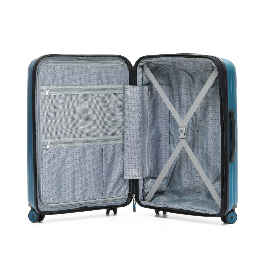 Tosca Eclipse 25" Checked Trolley Lightweight Travel Suitcase 67x45x29cm - Blue