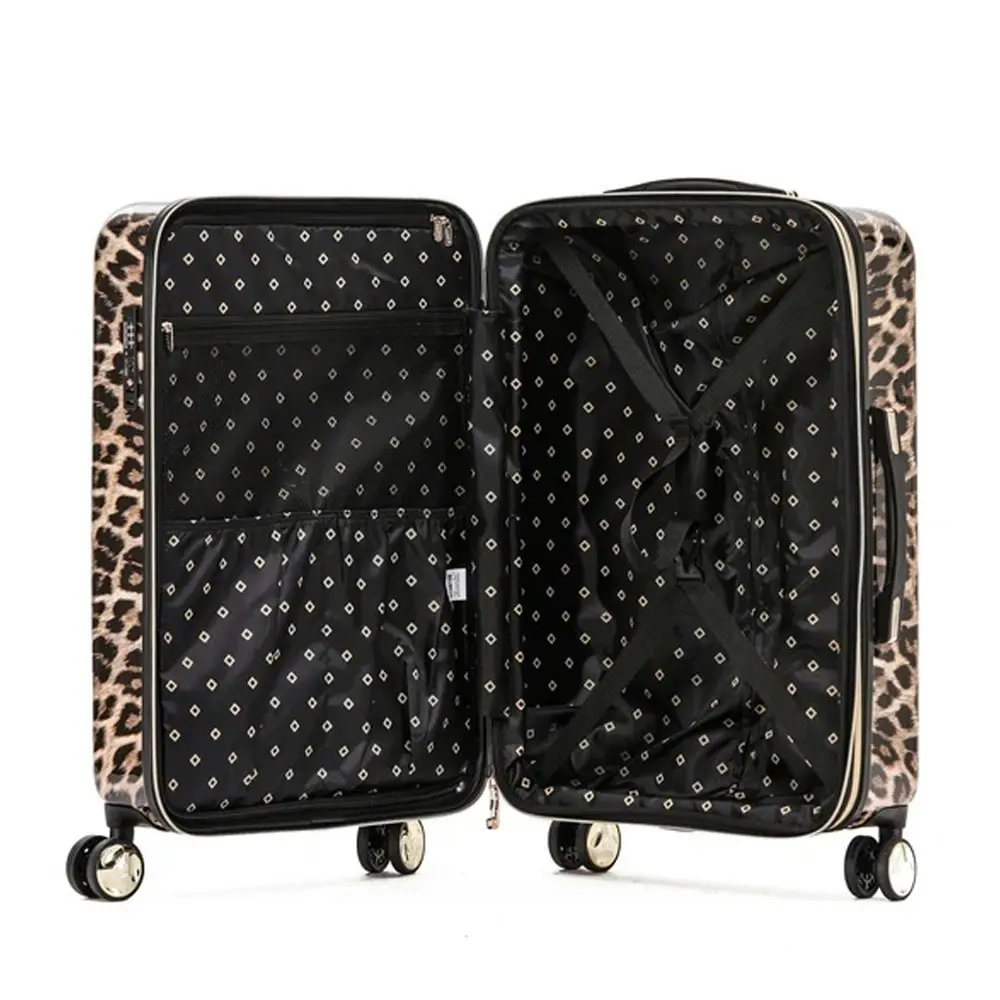 Tosca Leopard Print 25" Checked Trolley Luggage Travel Suitcase 65x40x30cm