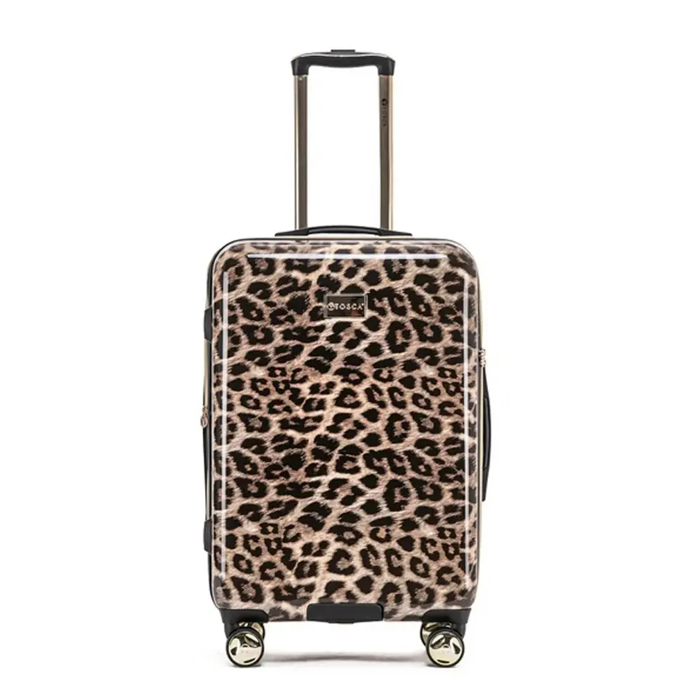 Tosca Leopard Print 25" Checked Trolley Luggage Travel Suitcase 65x40x30cm