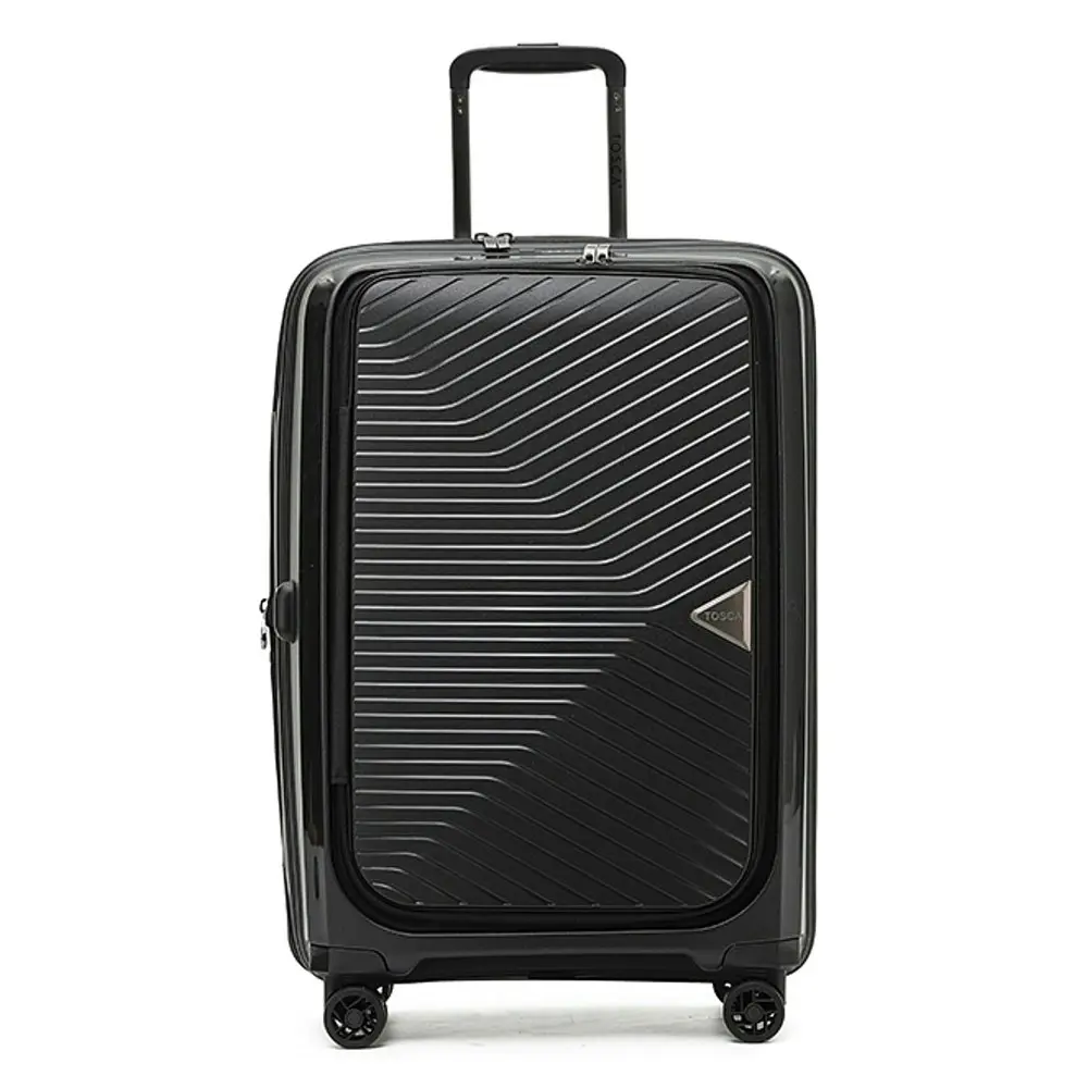 Tosca Space X 25" Trolley Checked Luggage Hard Backed Travel Suitcase - Black