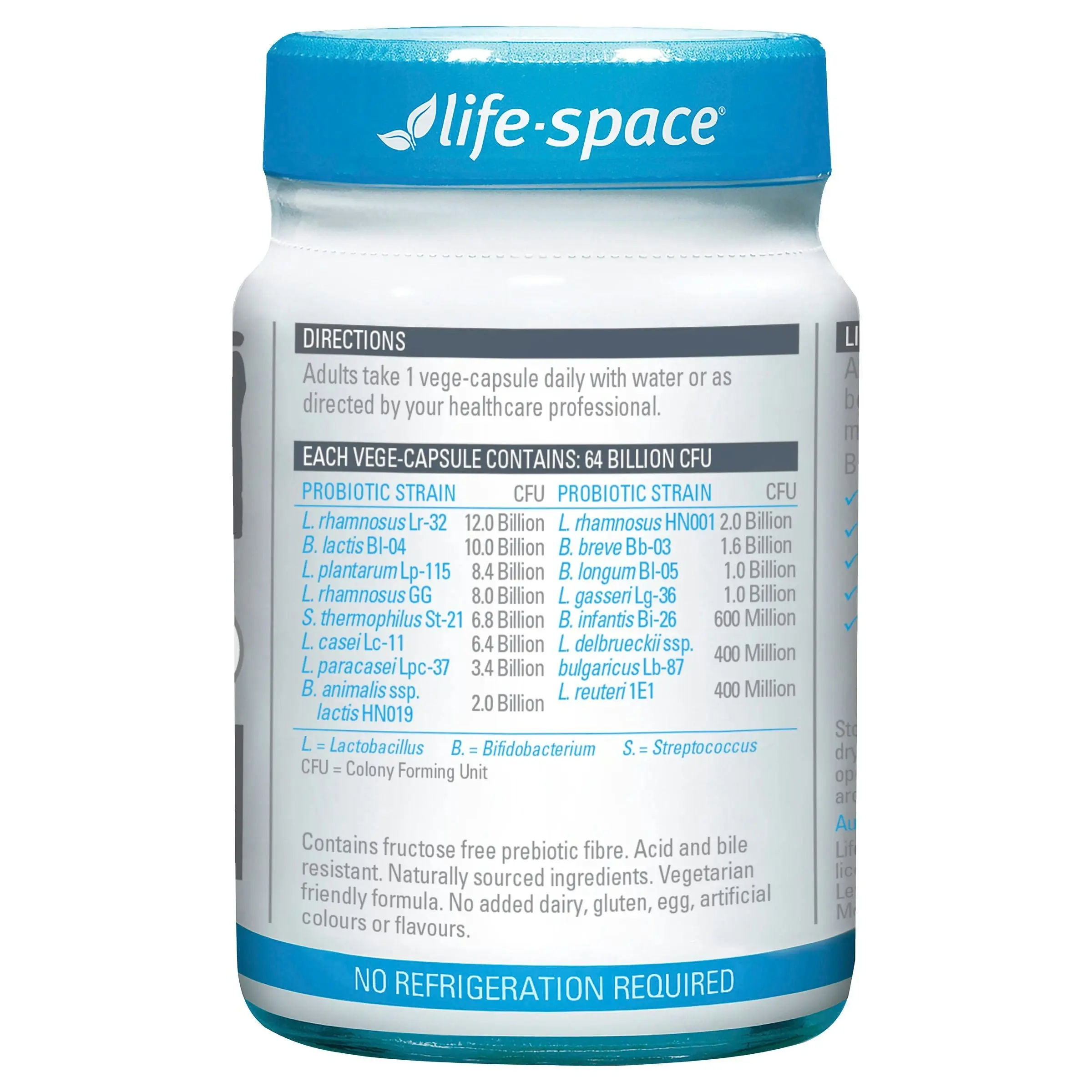 Life Space Double Strength (64 Bill) Probiotic 30 Caps