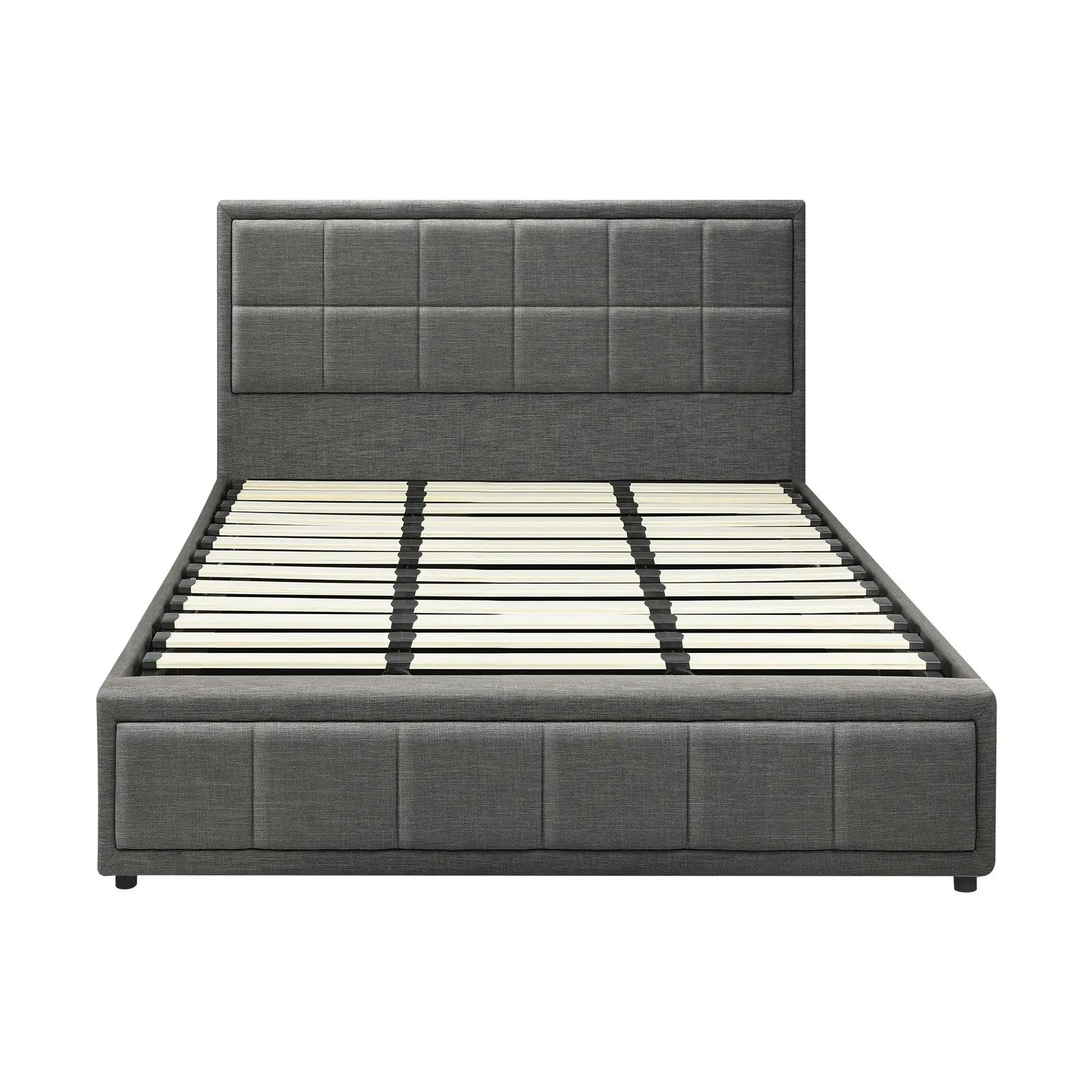 Oikiture Bed Frame King Size Gas Lift Storage Base Fabric Grey