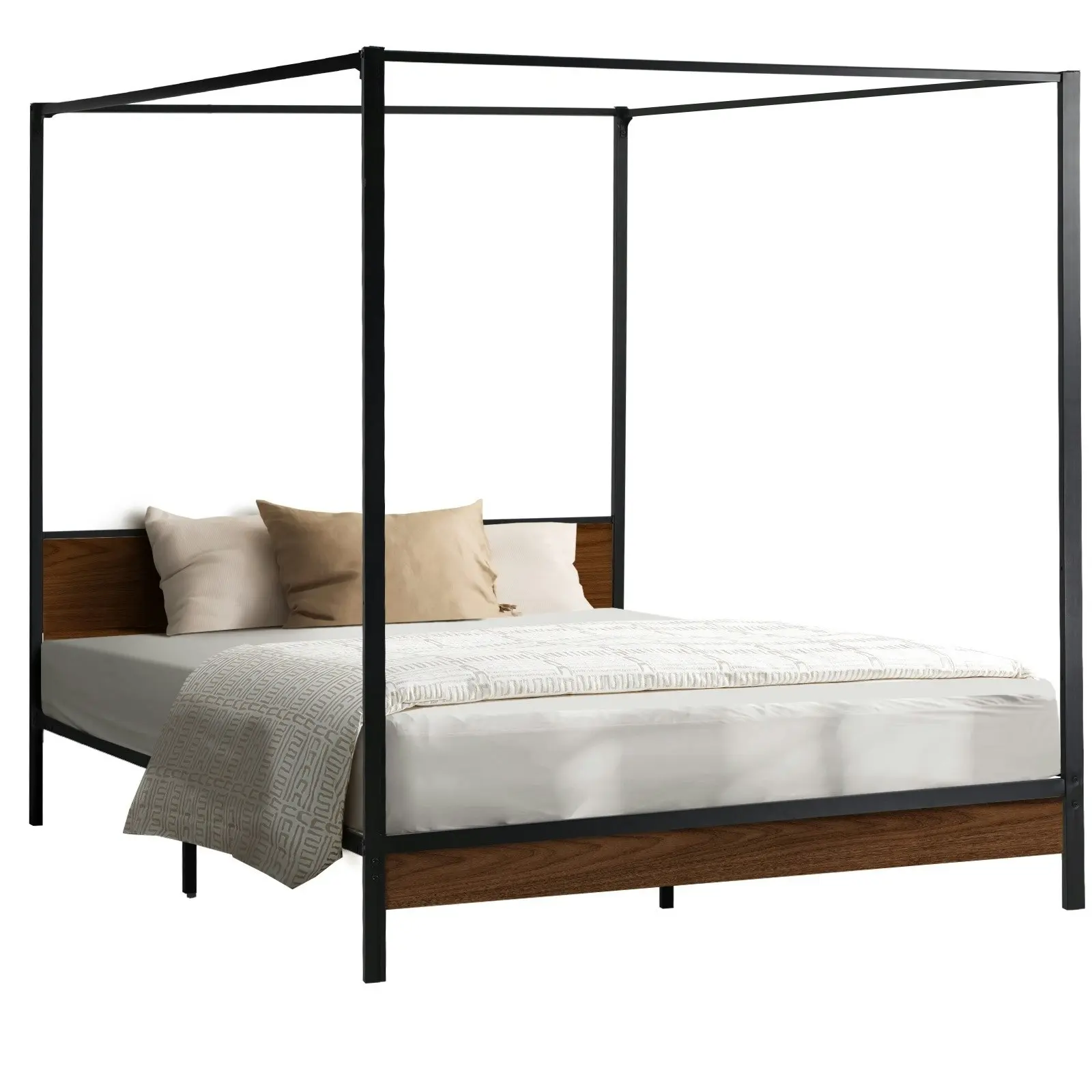 Oikiture Metal Canopy Bed Frame Queen Size Beds Platform