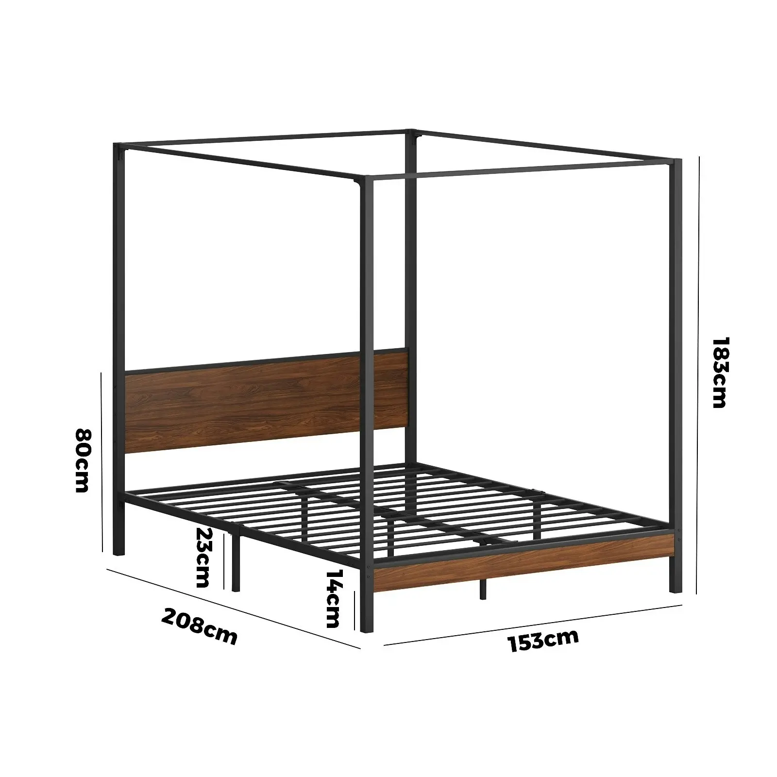 Oikiture Metal Canopy Bed Frame Queen Size Beds Platform