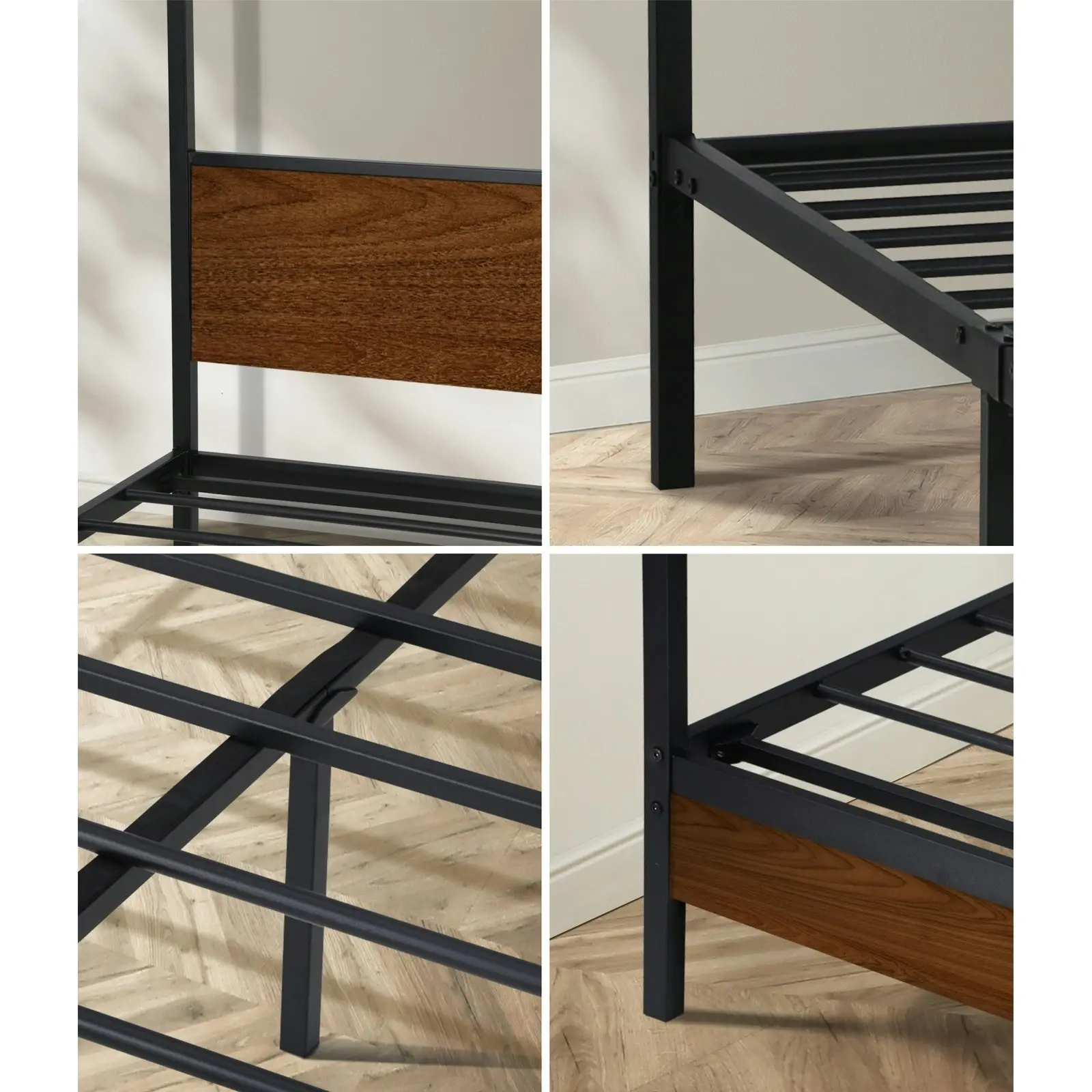 Oikiture Metal Canopy Bed Frame Double Size Beds Platform