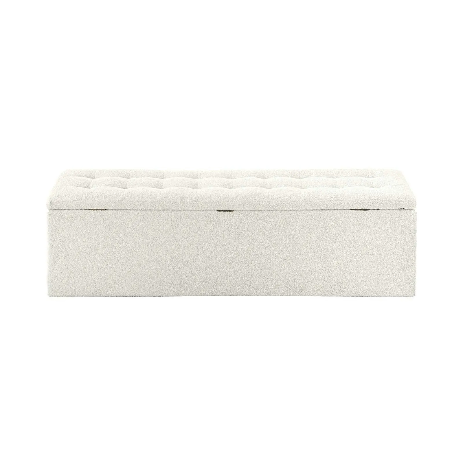 Oikiture Storage Ottoman Blanket Box Foot Stool XL Chest Toy Sherpa Linen White