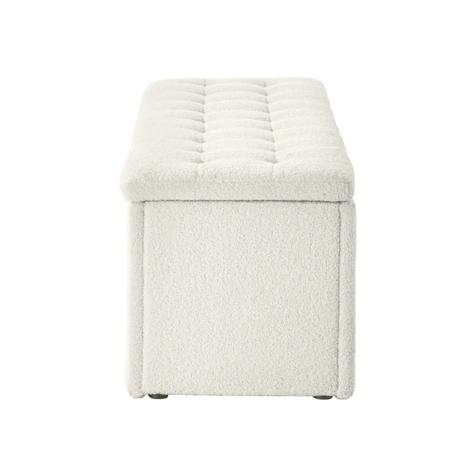 Oikiture Storage Ottoman Blanket Box Foot Stool XL Chest Toy Sherpa Linen White