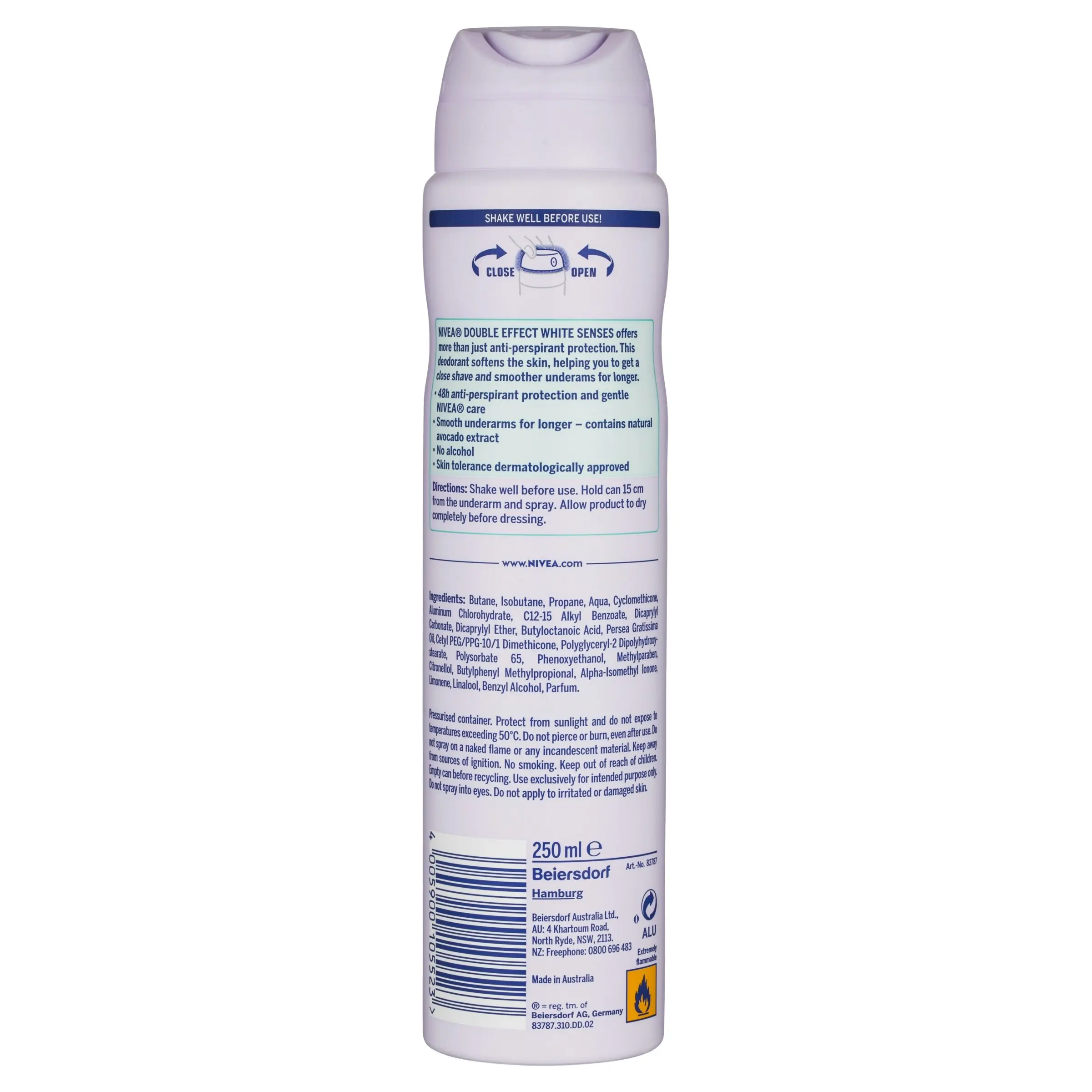 Nivea Double Effect White Senses Aerosol Deodorant 250ml