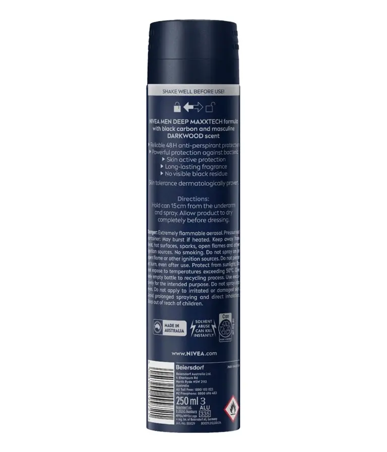 Nivea Men Deep Darkwood Anti-perspirant Aerosol Deodorant 250ml