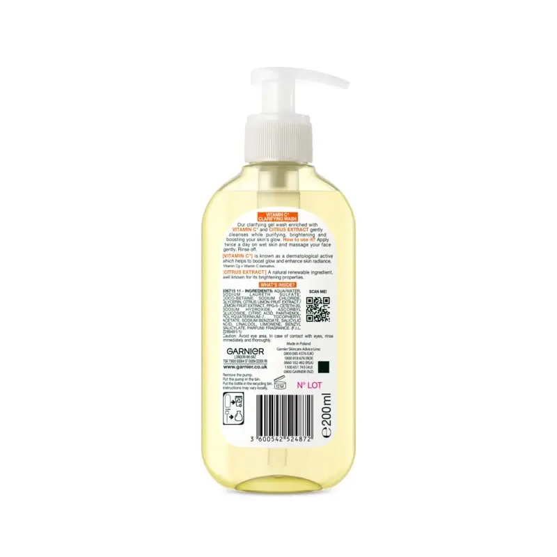 Garnier Skin Active Vitamin C* Brightening Gel Cleanser 200ml