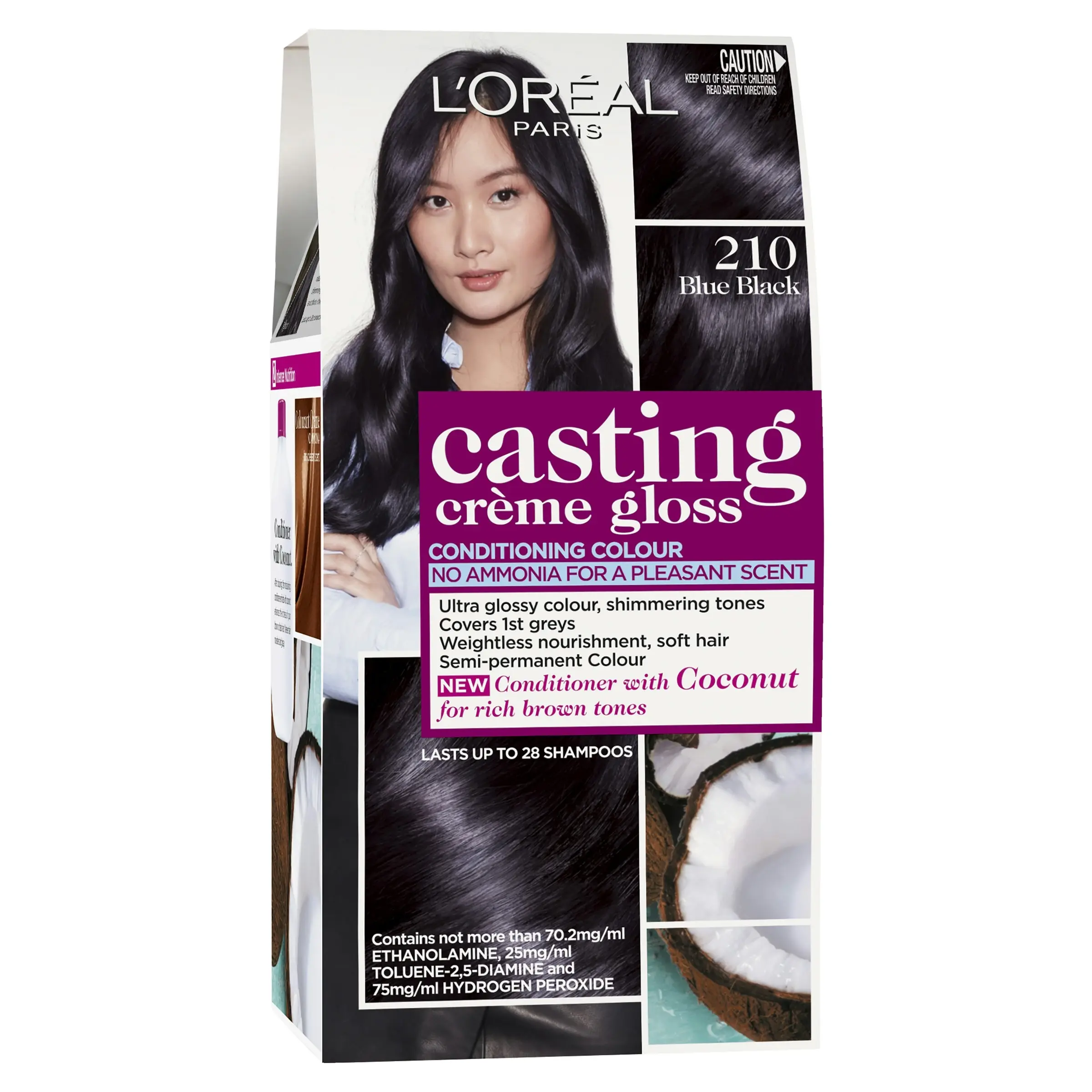 L'Oreal Paris Casting Creme Gloss Semi-Permanent Hair Colour - 210 Blue Black (Ammonia Free)