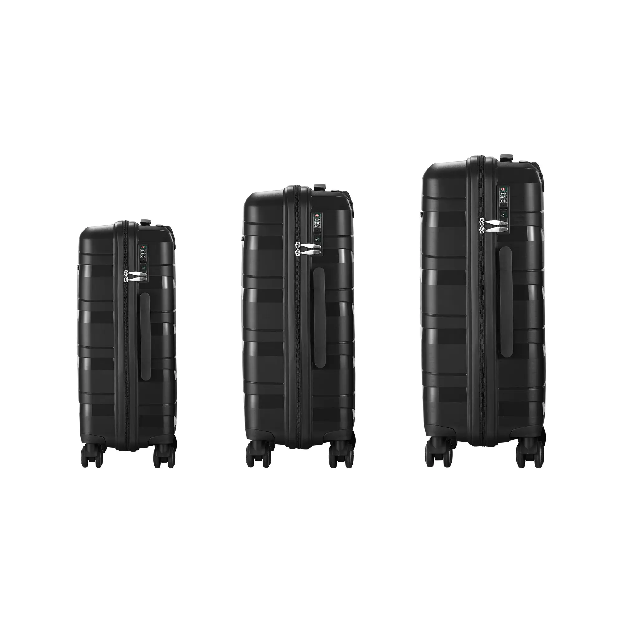 Mazam 3PCS Luggage Suitcase Trolley Set Travel TSA Lock Storage PP Case Black