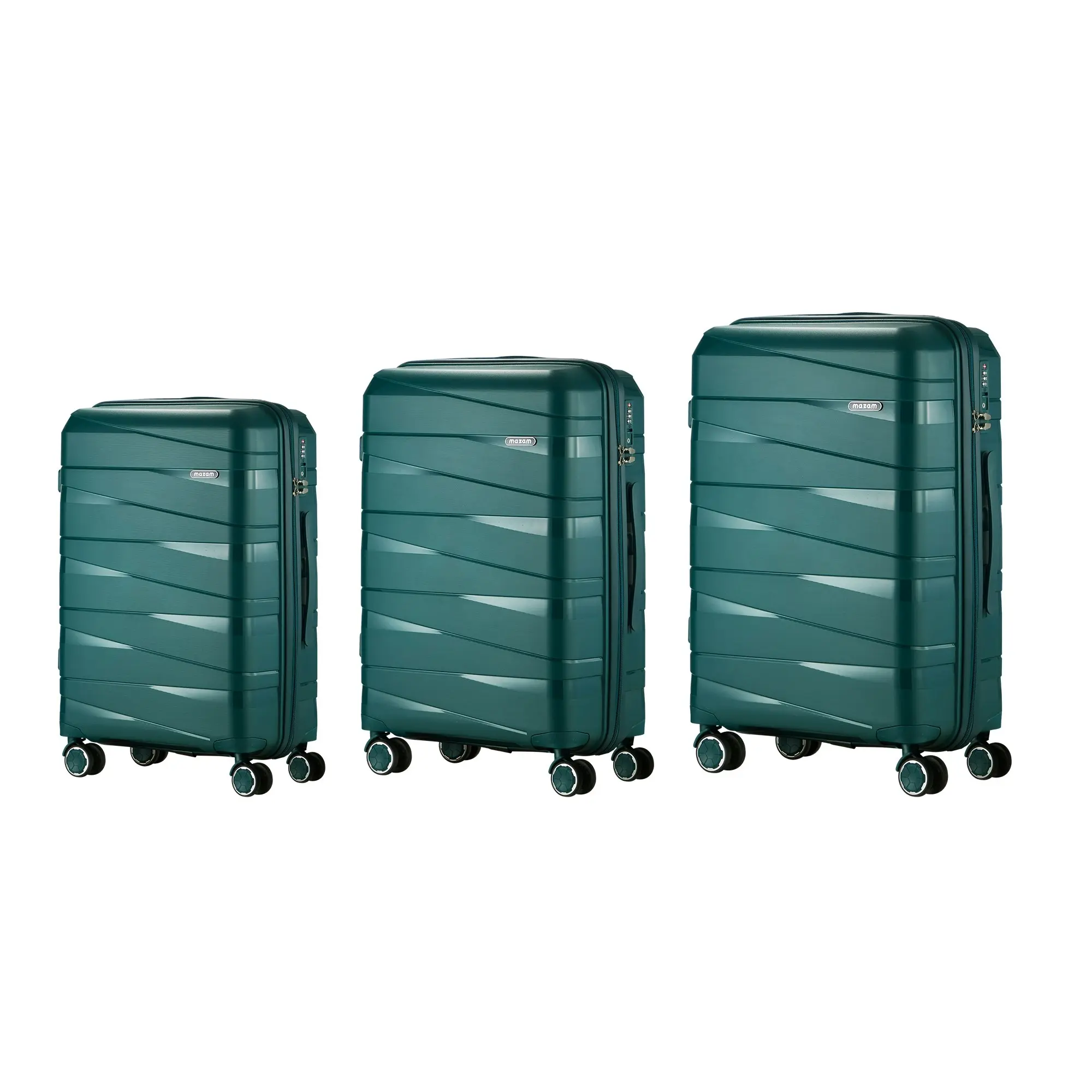 Mazam 3PCS Luggage Suitcase Trolley Set Travel TSA Lock Storage PP Case Green