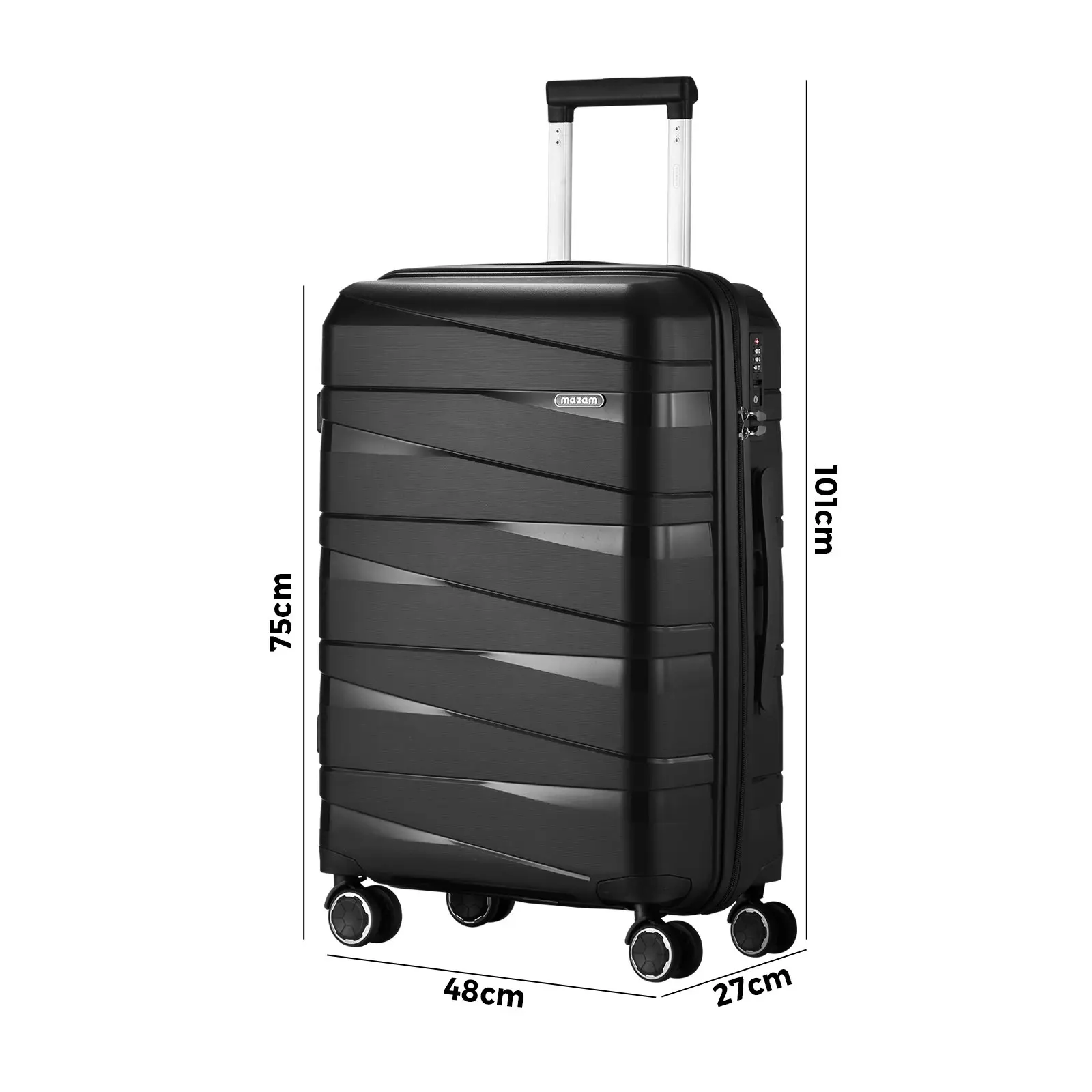 Mazam 28" Luggage Suitcase Trolley Set Travel TSA Lock Storage PP Case Black