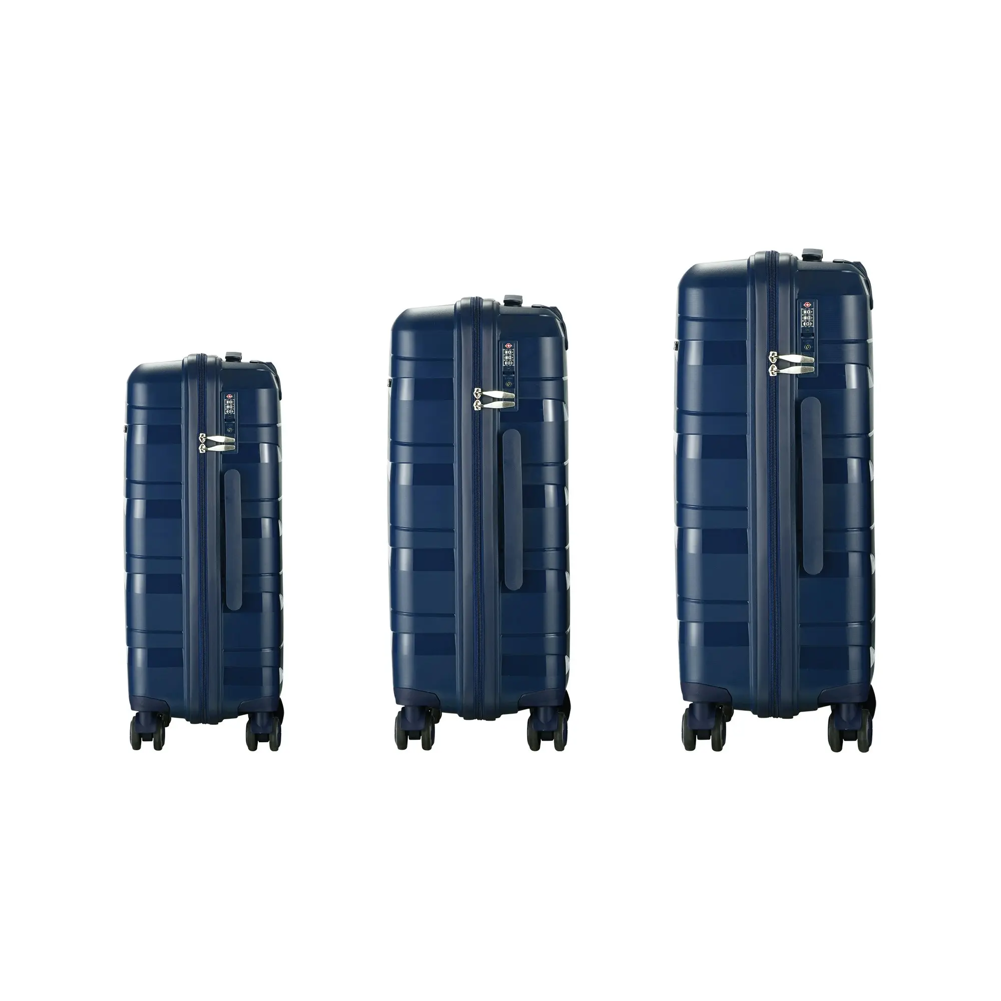 Mazam 3PCS Luggage Suitcase Trolley Set Travel TSA Lock Storage PP Case Navy