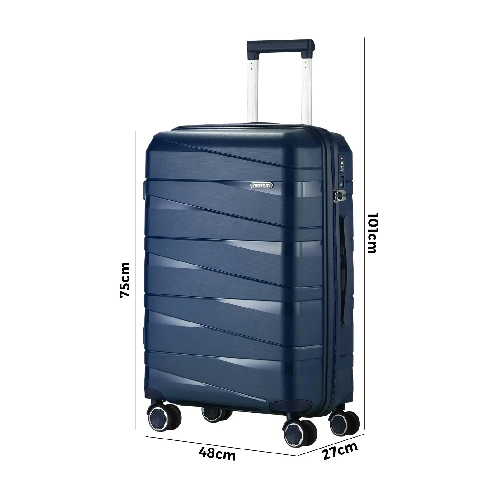 Mazam 28" Luggage Suitcase Trolley Set Travel TSA Lock Storage PP Case Navy