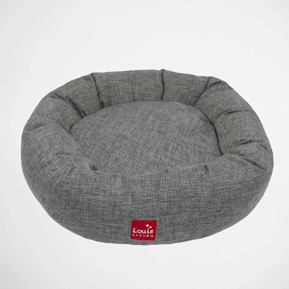 Louie Living Donut Dog/Pet Sleeping Bed/Stylish Indoor Lounger Small Grey/White