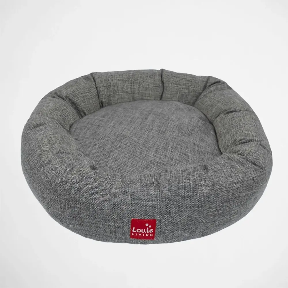 Louie Living Donut Pet/Dog Lounger Round Sleeping Raised Wall Bed Medium Grey