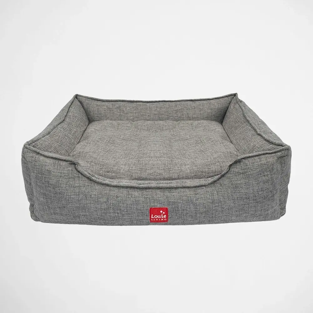 Louie Living Rectangle Dog/Pet Sleeping Bed/Indoor Lounger Large Grey/White