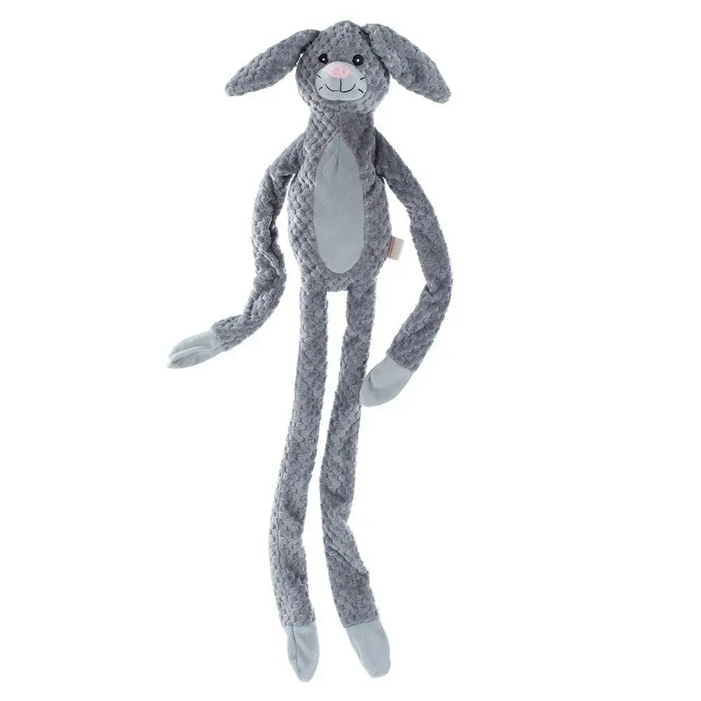 2x Paws & Claws 100x20cm Super Long Plush Rabbit w/Rope Inner Dog Toy