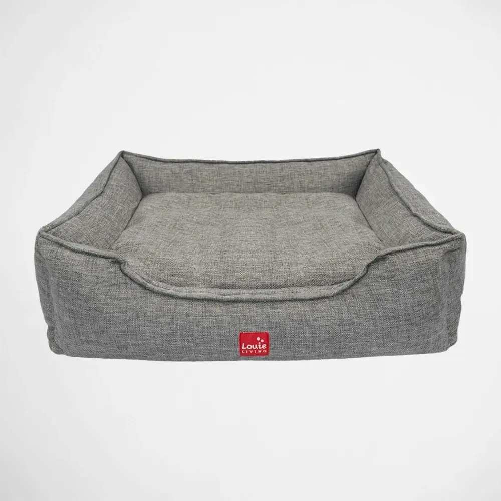 Louie Living Rectangle Pet/Dog Lounger Sleeping Comfy Raised Bed Small Grey