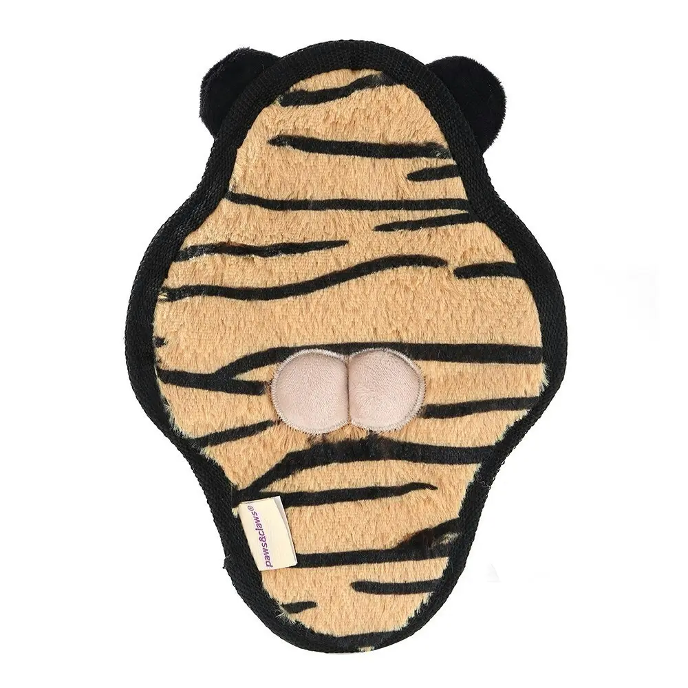 2x Paws & Claws 27cm Cool Guy Tiger TPR Chest Flat Plush Pet/Dog Squeaker Toy