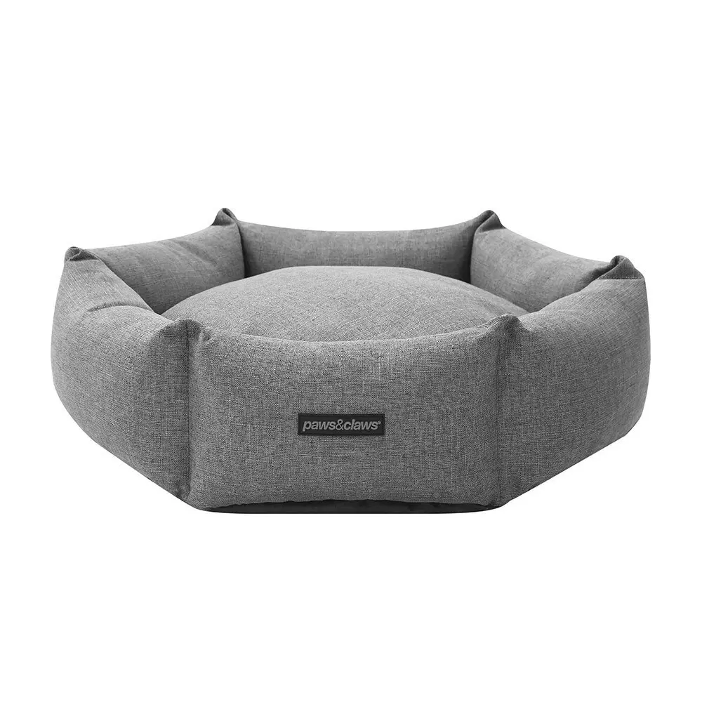 Paws & Claws Pia 60x18cm Hexagon Pet/Dog Bed w/ Removable Pillow/Cushion Grey