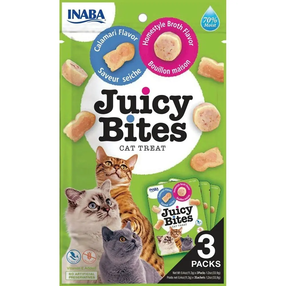 6PK INABA 33g Juicy Bites Calamari & Homestyle Broth Flavour Cat Food/Meal Pack