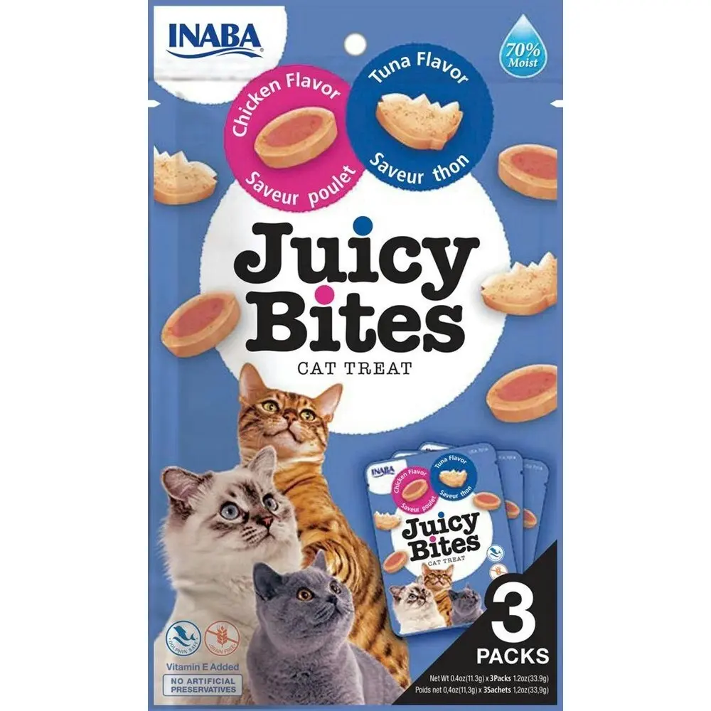 6PK INABA 33g Juicy Bites Tuna & Chicken Flavour Cat/Kitten Pet Food/Treat Pack