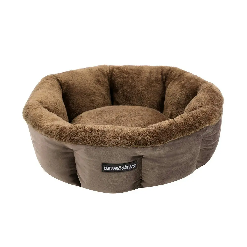 Paws & ClawsLux 48x48cm Snuggler Round Pet/Dog Sleeping Bed Comfort Mat Mocha