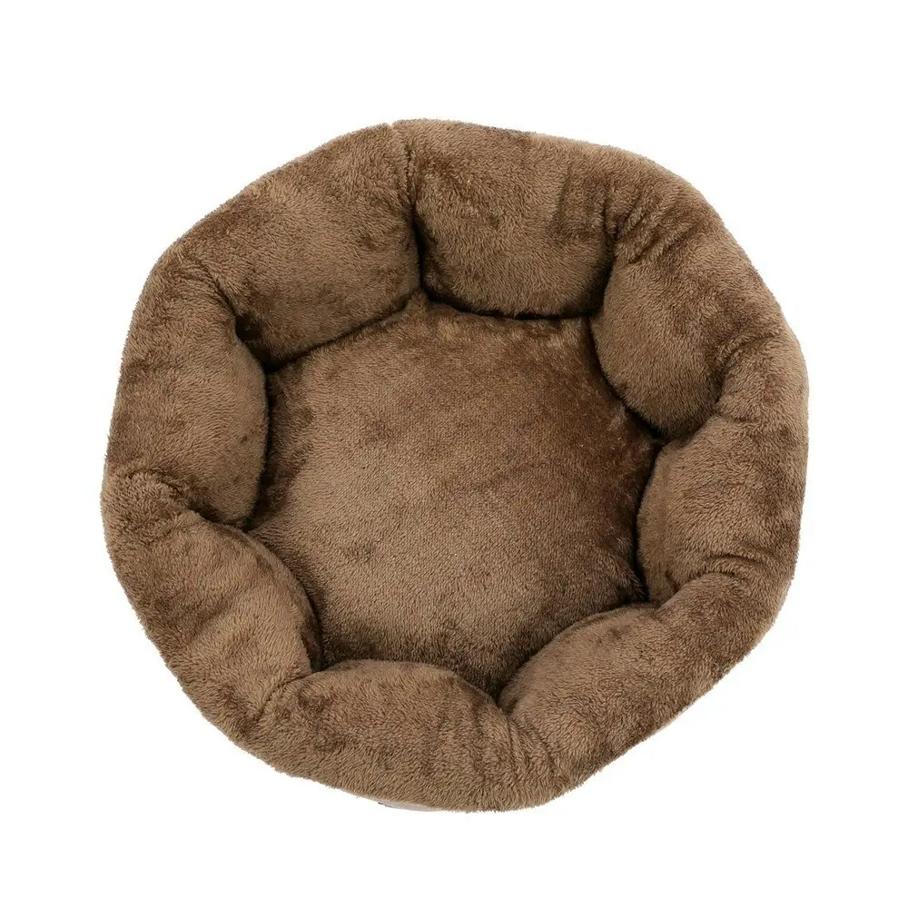 Paws & ClawsLux 48x48cm Snuggler Round Pet/Dog Sleeping Bed Comfort Mat Mocha