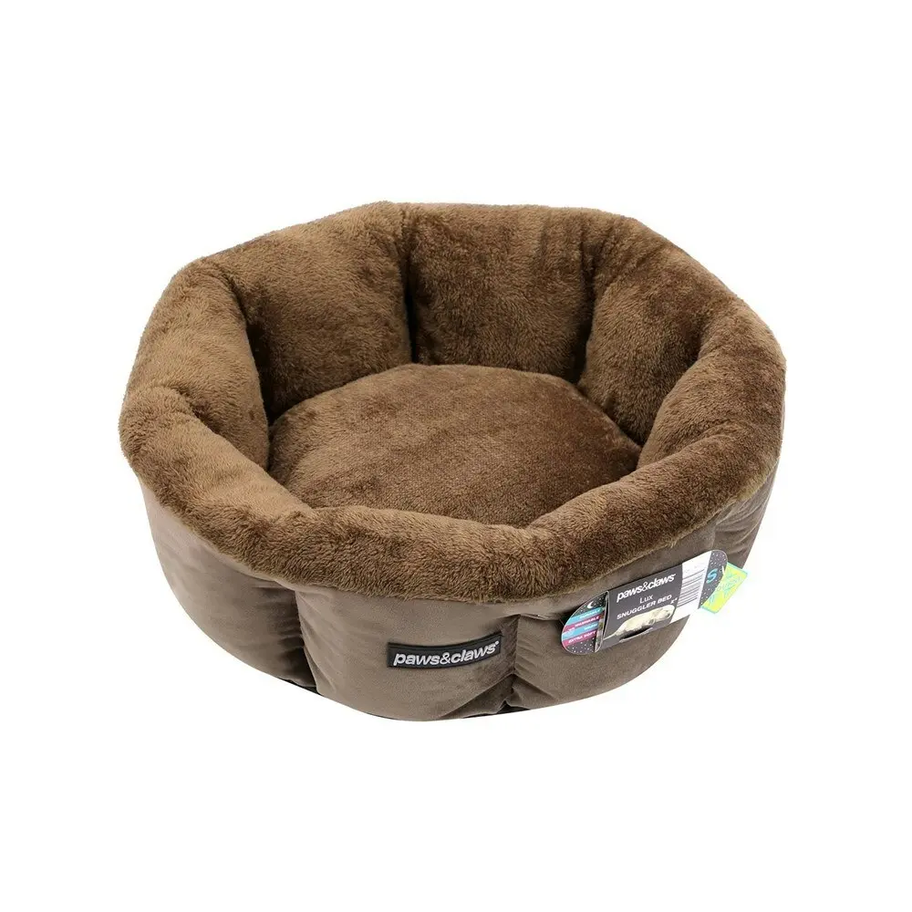 Paws & ClawsLux 48x48cm Snuggler Round Pet/Dog Sleeping Bed Comfort Mat Mocha