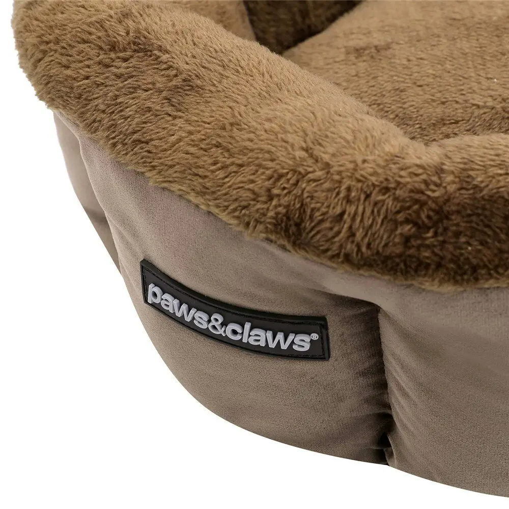 Paws & ClawsLux 48x48cm Snuggler Round Pet/Dog Sleeping Bed Comfort Mat Mocha