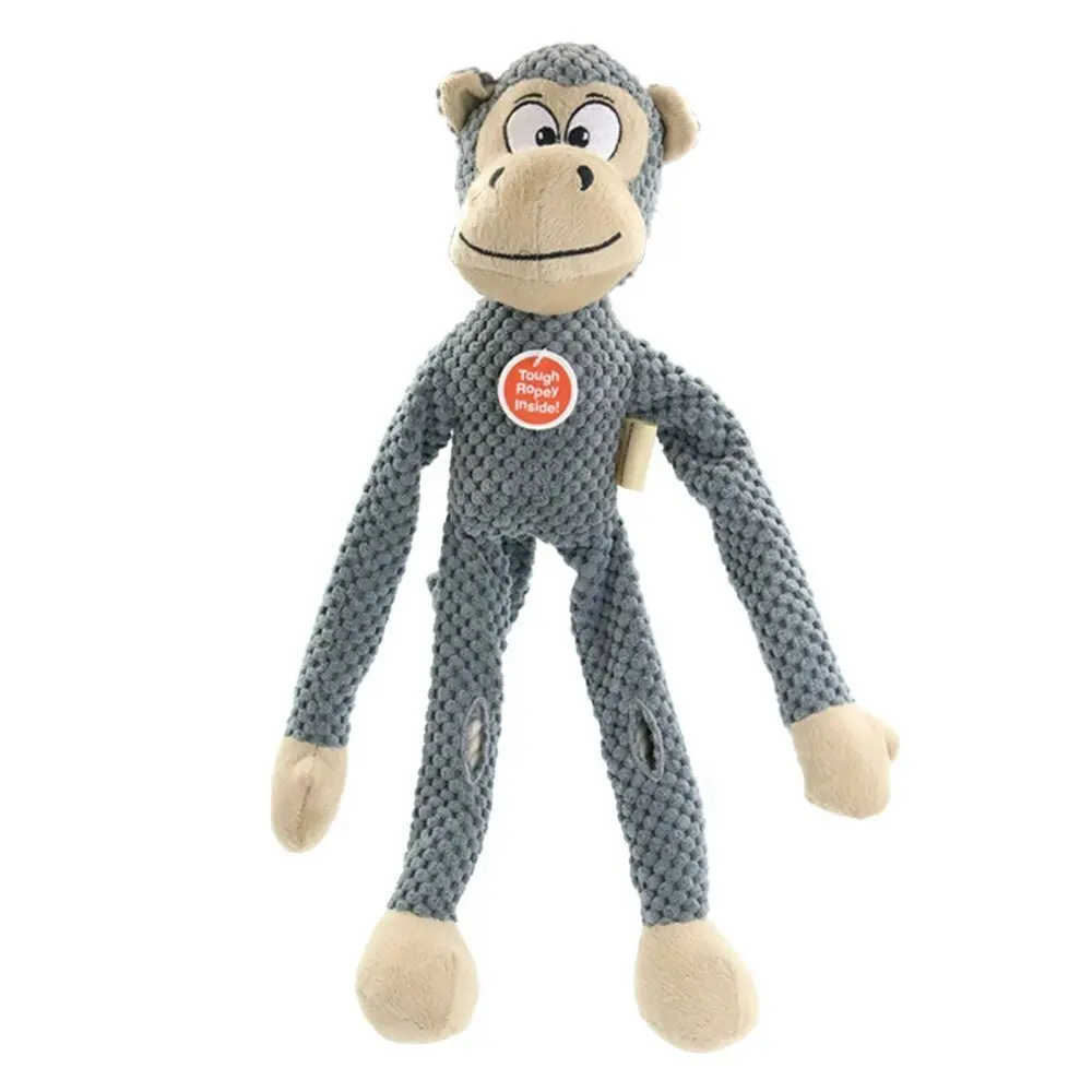 2x Paws & Claws 38cm Really Ropey Monkey Animal Pet Plush Dog Chew/Play Toy Grey