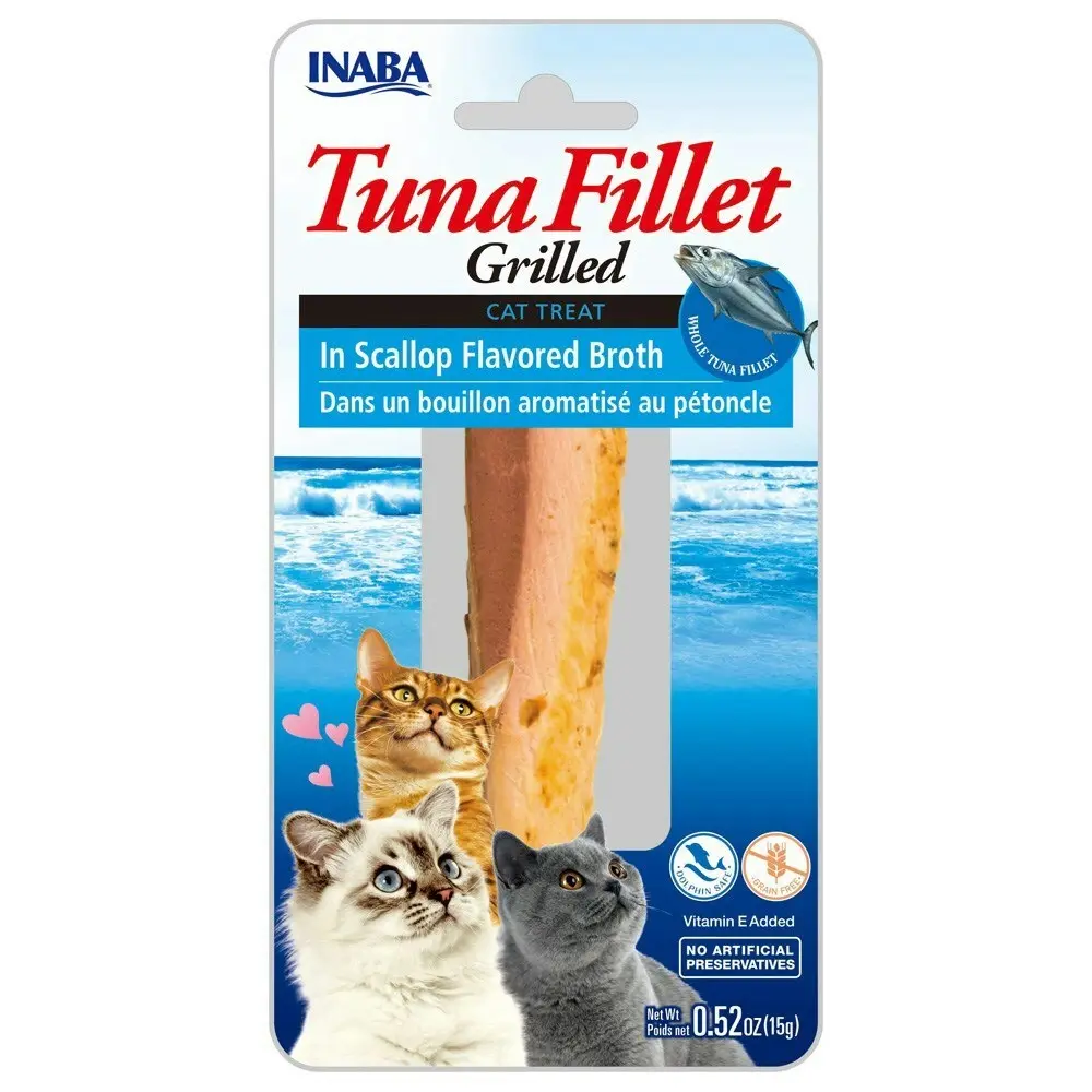 6PK INABA 15g Grilled Tuna Fillet In Scallop Flavoured Broth Cat Pet Food Pack