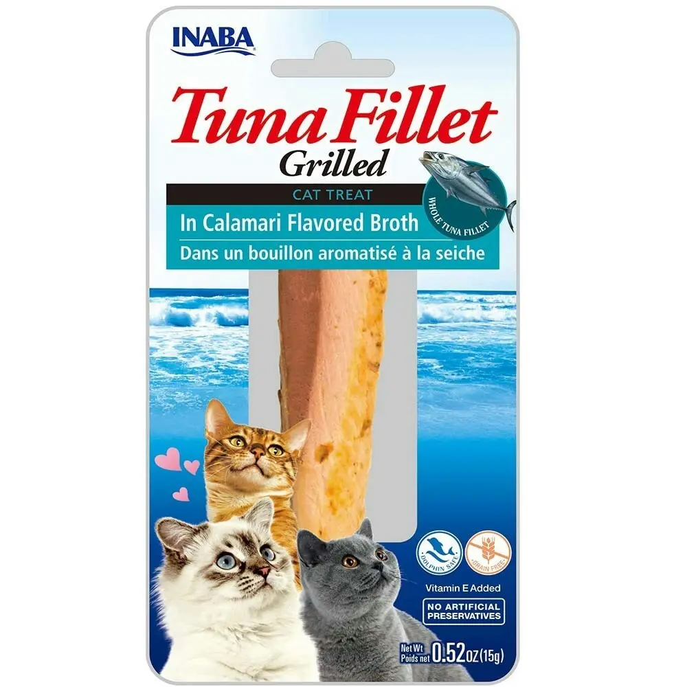 6PK INABA 15g Grilled Tuna Fillet in Calamari Flavoured Broth Cat Pet Food Pack