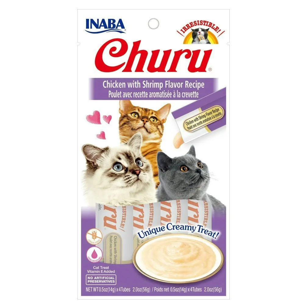 6PK INABA 56g Churu Chicken w/ Shrimp Flavour Recipe Cat Pet Food/Meal Pack