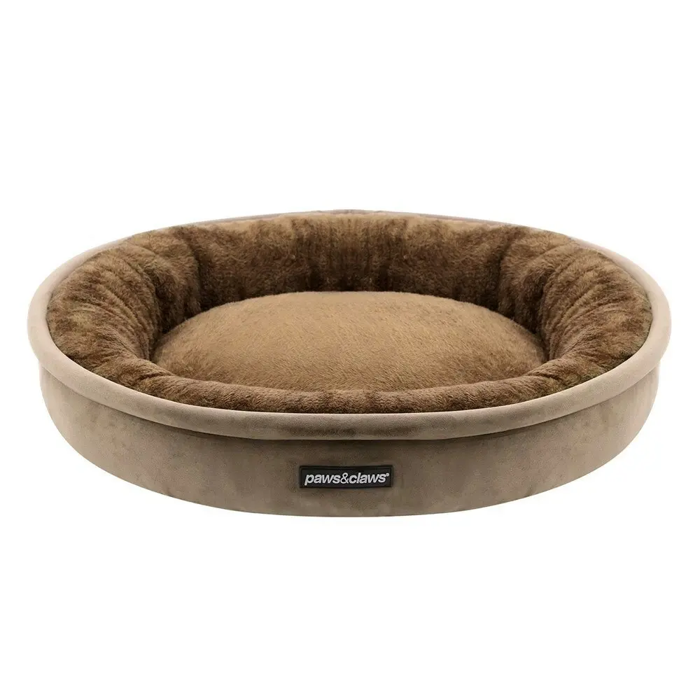 Paws & Claws Lux Pet/Dog 60x60cm Bed Round Sleeping Comfort Cushion Small Mocha