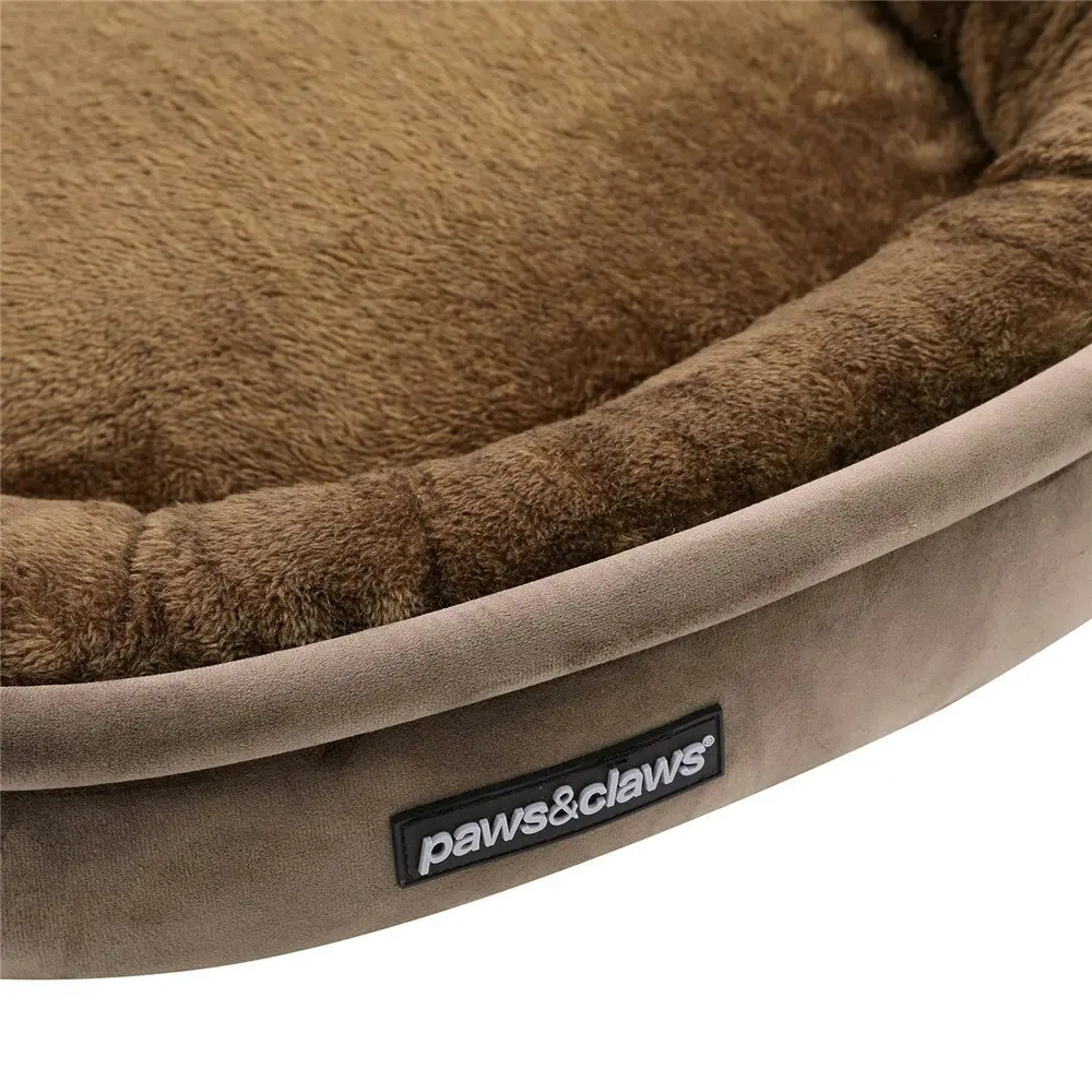 Paws & Claws Lux Pet/Dog 60x60cm Bed Round Sleeping Comfort Cushion Small Mocha