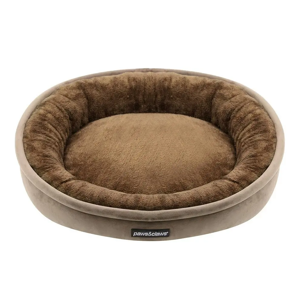 Paws & Claws Lux Pet/Dog 60x60cm Bed Round Sleeping Comfort Cushion Small Mocha