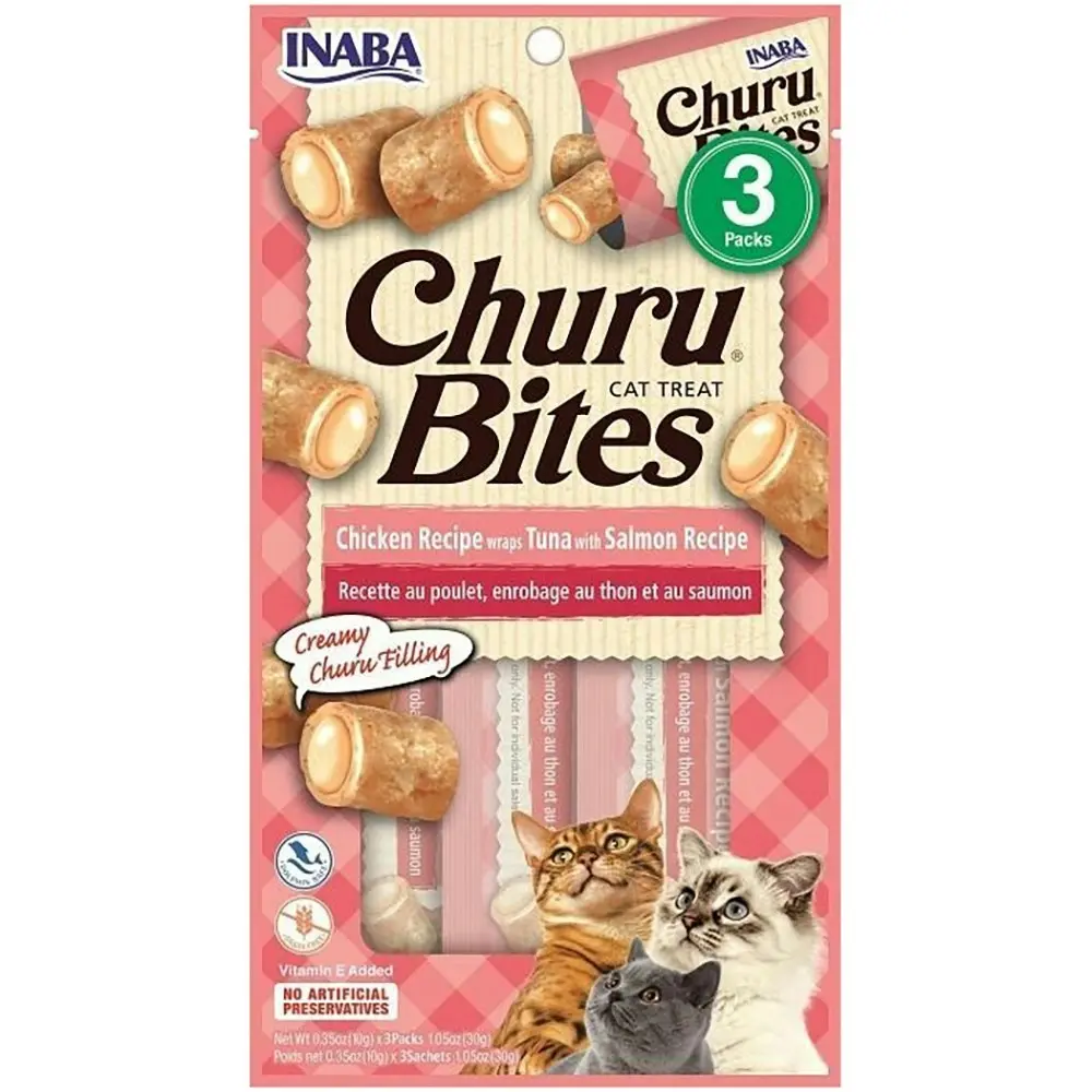 6PK INABA 30g Churu Bites Chicken Recipe Wrap Tuna w/ Salmon Recipe Cat Pet Food