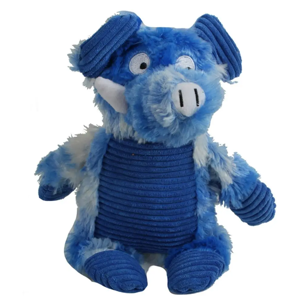 2x Pro Pet 30cm Squeaky Soft Plush Pig Dog Toy Interactive Squeaker Play Blue