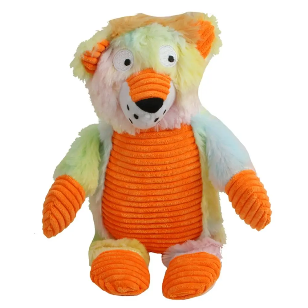 2x Pro Pet 30cm Squeaky Soft Plush Lion Dog Toy Interactive Squeaker Play Yellow