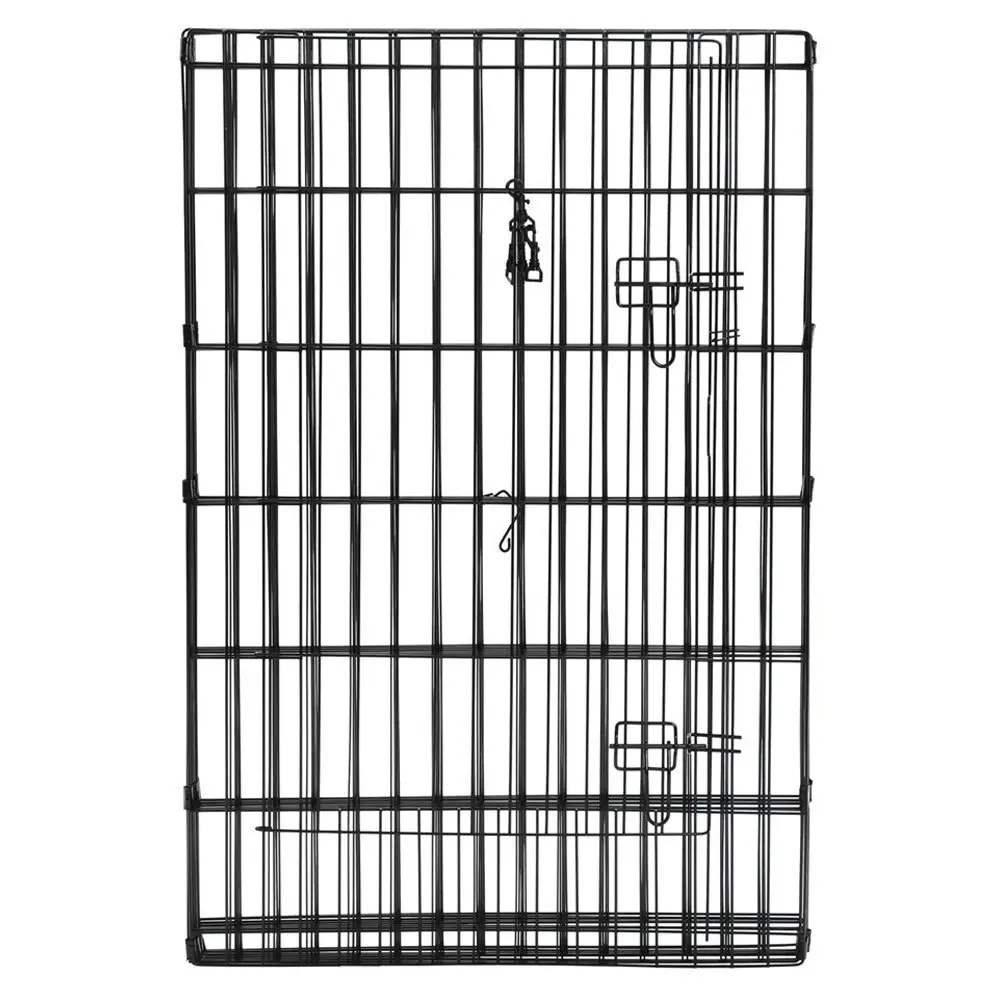 8pc Paws & Claws Pet/Puppy Play Pen Cage 61cm 6 Sided Enclosure Fence Medium BLK