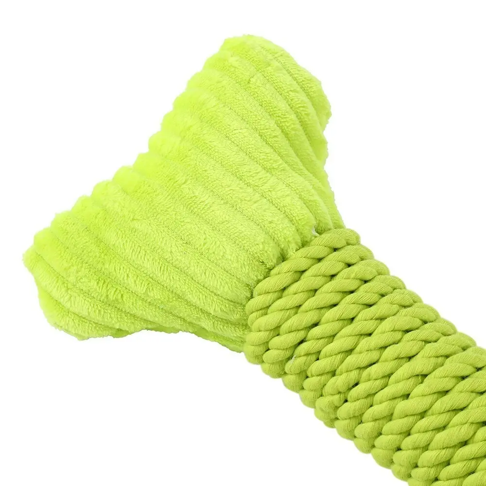 3x Paws & Claws 30x14cm Roped-Up Plush Bone Squeaker Pet/Dog Fun Play Toy Green