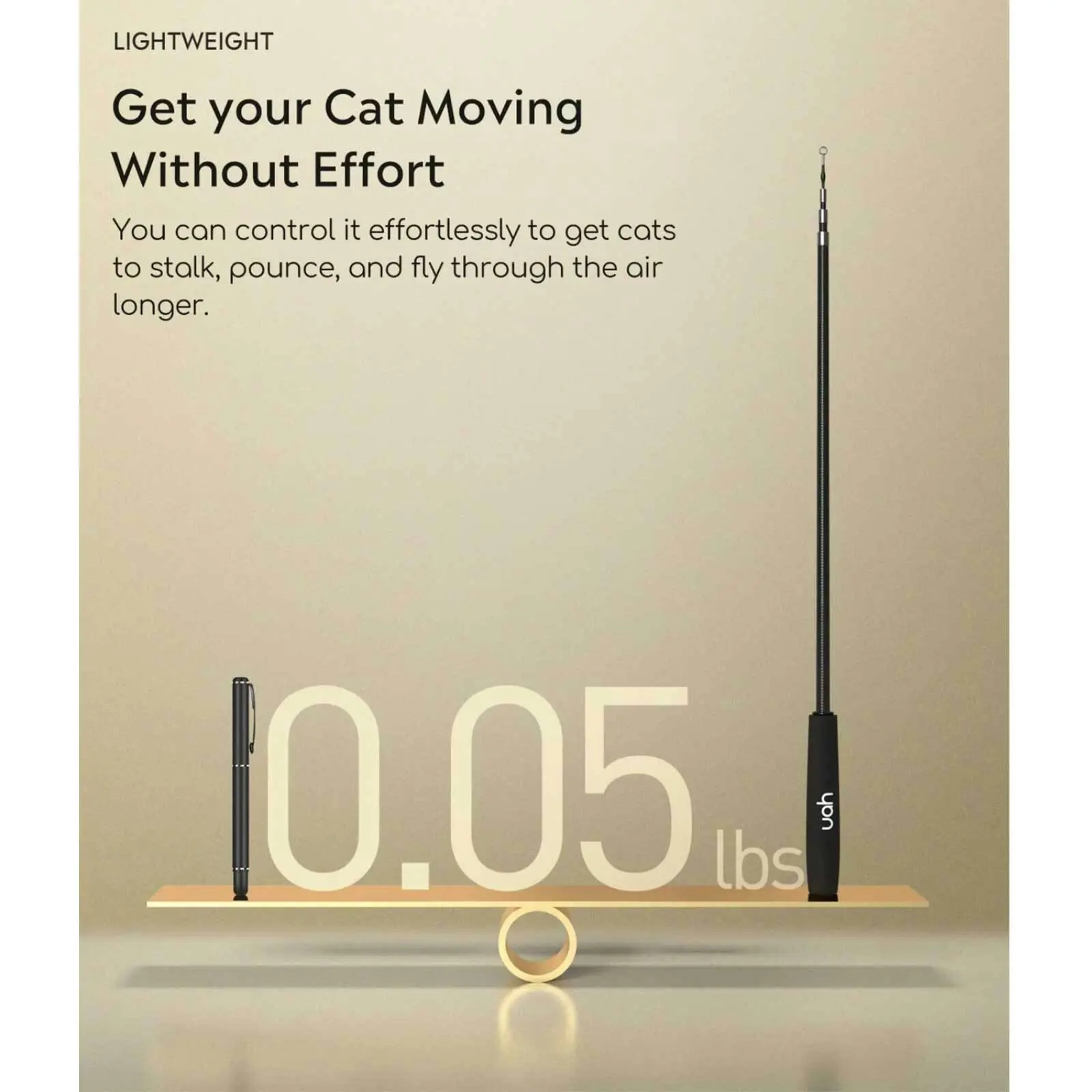 Uah Pet Telescopic Teaser Wand Pet Cat/Kitten Interactive Rope Toy 43-150cm